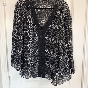 Elegant Polka Dot Blouse with Lace Trim